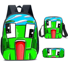 (Style II, Three-piece set) Large Capacity Laptop Backpack Set with Printed Pattern, Shoulder Bag and Pencil Case, Student Travel Outdoor Essential