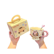 Black Friday: Stilvoller Keramikbecher mit Cartoon-Motiv – 450 ml | Elegantes Geschenk für Frauen und Paare | Zeitlich begre