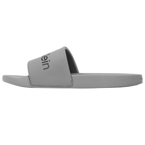 Calvin Klein (9 UK M, Grey/Black) Calvin Klein Mens Flat Sliders 1