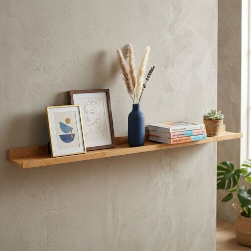 120cm Bamboo Floating Wall Shelf Picture Display Shelf 1