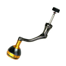 (S, Gold) Folding All Metal Rocker Arm Power Knob Handle for Spinning Fishing Reel NEW