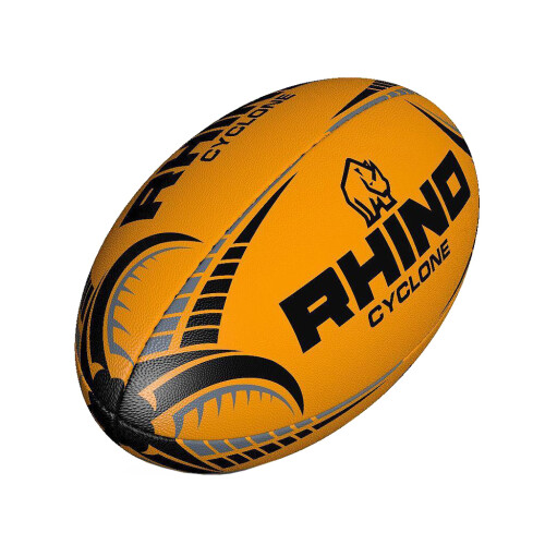 (3, Fluorescent Orange) Rhino Cyclone Rugby Ball 1