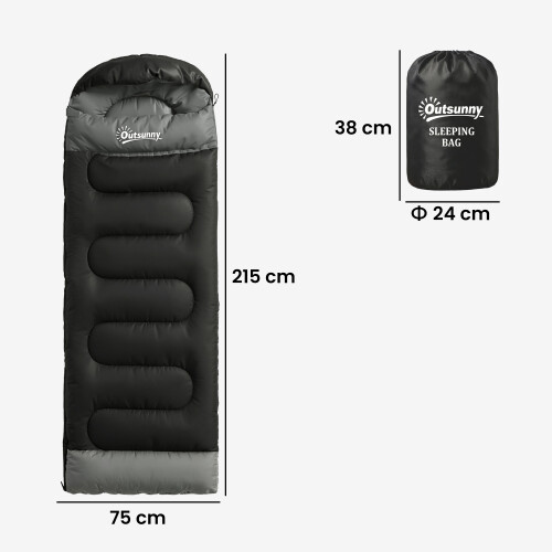 Outsunny Outsunny Sleeping Bag for Adults, Lightweight & Compact Sleeping Bag, Black 2