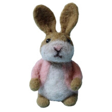 (1pcs, Pink) Wool Felt Rabbit With Balloons Easter Decorations Hanging Bunny- C4P2