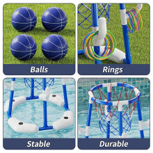 Pool Basketball Hoop Toys, 2 in 1 Floating Pool Toys Indoor Outdoor Water Basketball Swimming Pool Games Toys for Kids