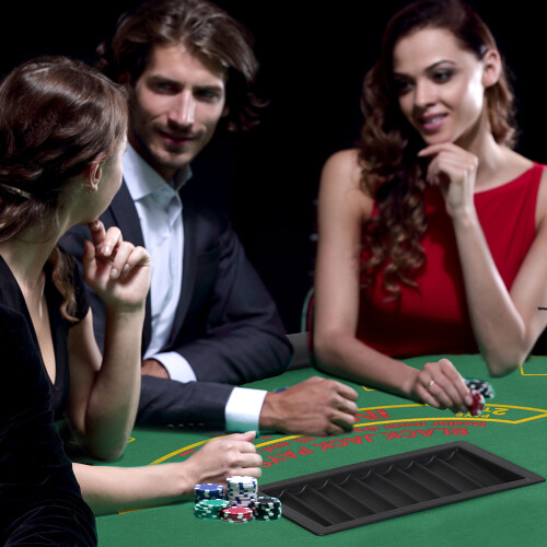 Homcom HOMCOM 7-Player Folding Poker Table, Chip Tray, Cup Holders, 182 x 91 cm 1