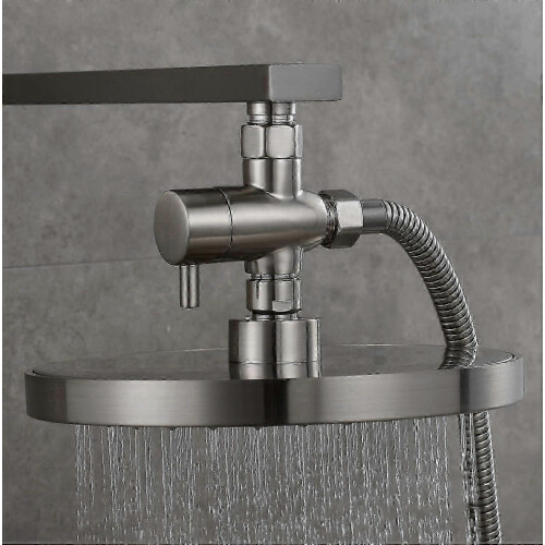 Brushed Nickel Shower Diverter Valve with G1/2" Brass Shut Off Functionality 1