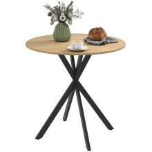 80cm Industrial Round Dining Table - White Oak