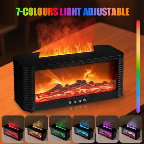 Fireplace Diffuser, 7 Colours Flame Diffuser for Home with Timer, 250ml Waterless Auto Off Essential Oil Electric Diffuser fo 2