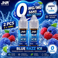 JNR - E-liquide Blue Razz Ice 0MG/ML - Sans Nicotine - Framboise Bleue Glacée - Lot de 2 x 10ML