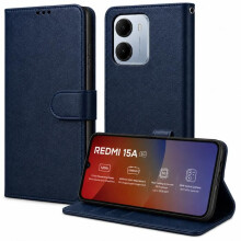Étui Portefeuille - TECHTA - pour Xiaomi Redmi 15A 5G - Pochette Fermeture Magnétique Cuir PU - Bleu
