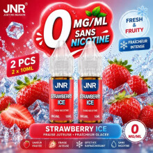 JNR - E-liquide Strawberry Ice 0MG/ML - Sans Nicotine - Fraise Glacée - Lot de 2 x 10ML