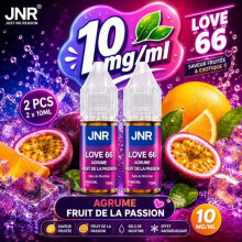 JNR - E-liquide Love 66 10MG/ML - Sel de Nicotine - Agrumes & Fruit de la Passion - Lot de 2 x 10ML