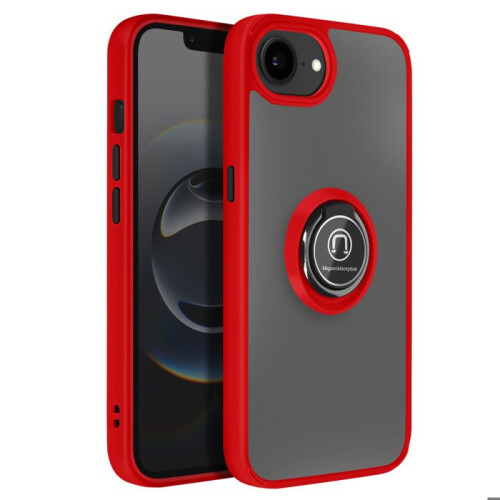Coque pour iPhone 17e avec Support Anneau et Fixation Magnétique Rouge
