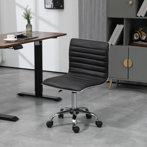 Vinsetto HOMCOM Armless Mid-Back Adjustable Office Chair with 360 Swivel Black 2