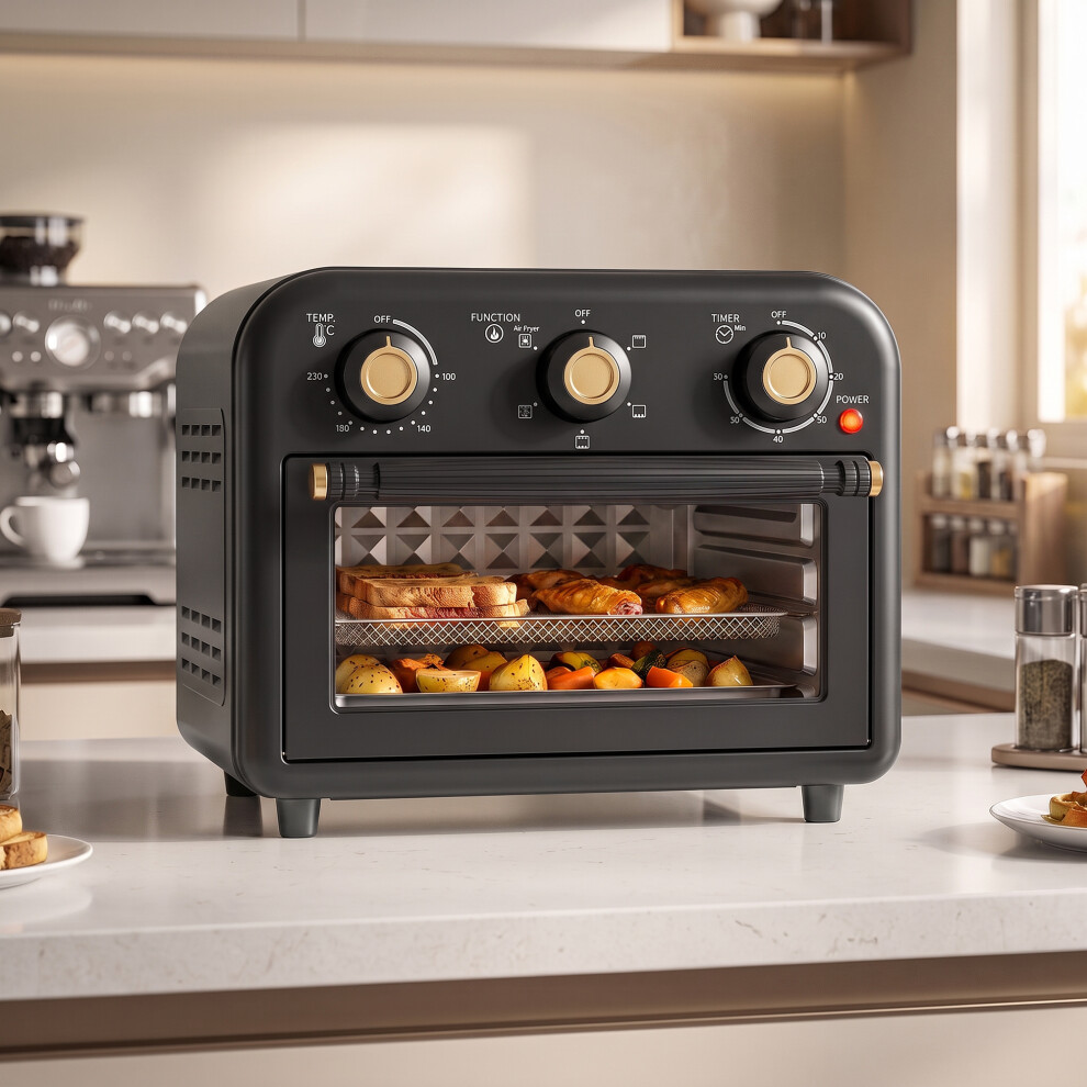 Homcom (Black) Air Fryer Oven, Convection Oven, 12 L