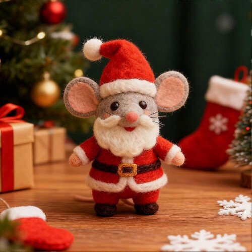 (1pcs, D) Felted Mouse, Christmas Gift Wool Felt Mouse Pendant C8K7 1