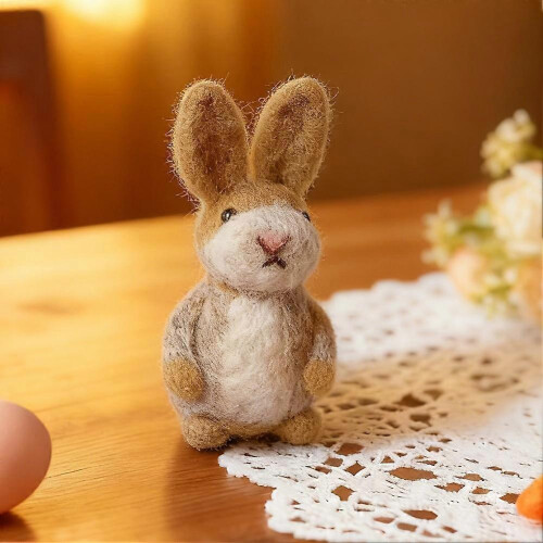 (1pcs, Gray) Wool Felt Rabbit With Balloons Easter Decorations Hanging Bunny- C4P2 1