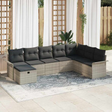 vidaXL Gartensofa-set 8 stk. Hellgrau Poly-Rattan