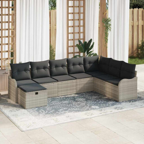 VidaXL vidaXL Sofa Set 8 stk. 8-Sitzanzahl Hellgrau Poly-Rattan