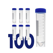 100 Stück 50 Ml Selbststehende Zentrifugenröhrchen mit Schraubverschluss, Laborqualität Polypropylen, Bedruckte Graduierung