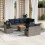 VidaXL vidaXL 9-teiliges Gartensofa-Set mit Kissen, grau, Polyrattan 1
