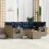 VidaXL vidaXL 7-teiliges Gartensofa-Set mit Kissen, grau, Polyrattan 1
