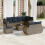 VidaXL vidaXL 9-teiliges Gartensofa-Set mit Kissen, grau, Polyrattan 1