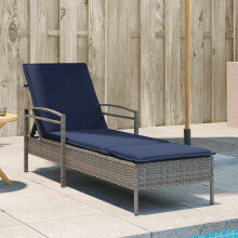 vidaXL 3-fach verstellbare Sonnenliege Poly-Rattan Grau