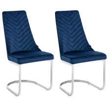 Set of 2 Dining Chairs ALTOONA Velvet Navy Blue