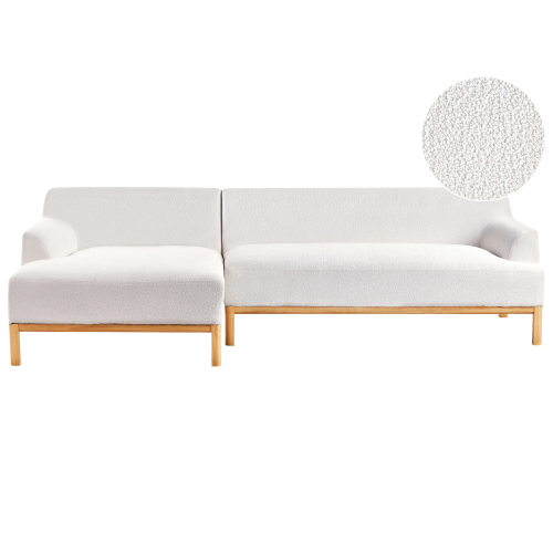 Beliani Corner Sofa 3 Seater SOSJO Boucle Off-White Right Hand