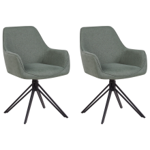 Set of 2 Dining Chairs Swivel JODAR Fabric Green
