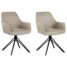 Set of 2 Dining Chairs Swivel JODAR Fabric Taupe