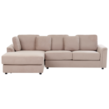 Corner Sofa 4 Seater KOHLO Fabric Taupe Right Hand