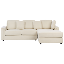 Corner Sofa 4 Seater KOHLO Fabric Light Beige Left Hand