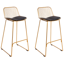 Set of 2 Bar Chairs PENSACOLA Metal Gold