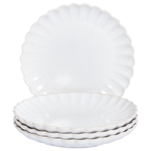 Set of 4 Side Plates NETTLE Stoneware White 21 cm