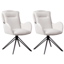 Set of 2 Dining Chairs Swivel AVELAR Fabric Light Beige
