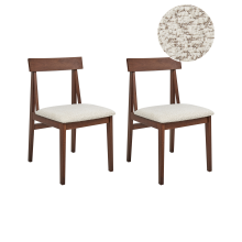 Set of 2 Dining Chairs ISLE Wood Brown/ Beige