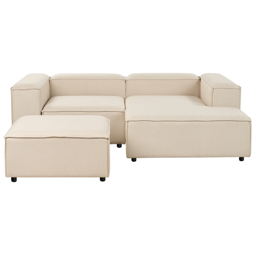 Beliani Modular Corner Sofa 2 Seater ARDAL with Ottoman Fabric Beige Left Hand