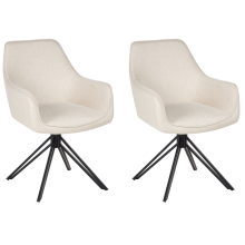 Set of 2 Dining Chairs Swivel JODAR Fabric Light Beige