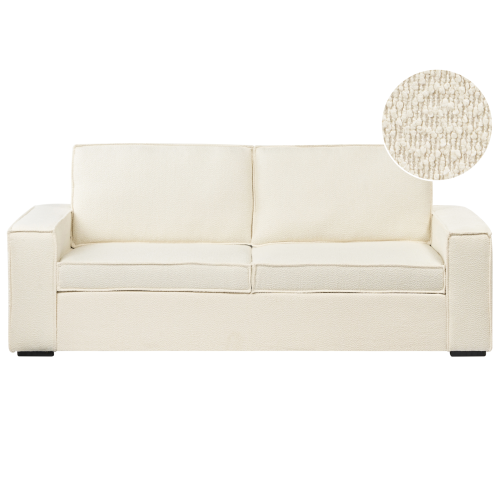 Beliani Sofa Bed 3 Seater VUOKATTI Boucle Off-White