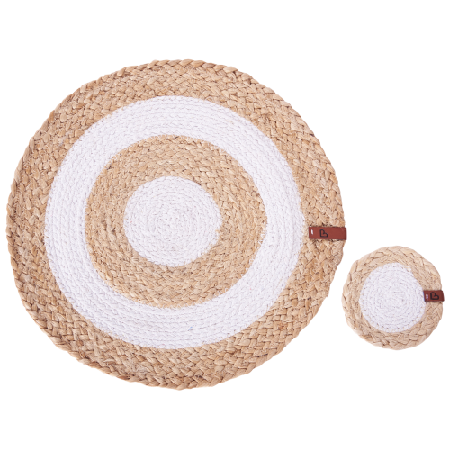 Beliani 12 Piece Placemats and Coasters Set TUMERIC Jute Natural