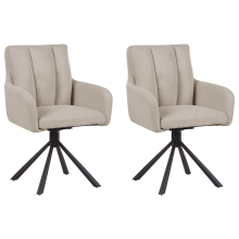 Set of 2 Dining Chairs Swivel SARDOAL Fabric Taupe