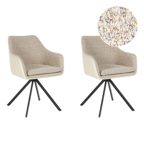Beliani Set of 2 Dining Chairs LITHIA Fabric Taupe