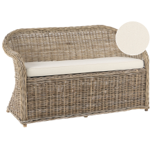 Garden Bench with Cushion SUSUA 141 cm Rattan Natural