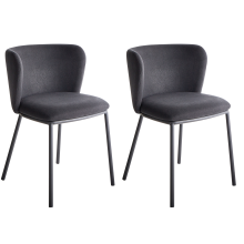 Set of 2 Dining Chairs MINA Fabric Black
