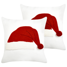 Set of 2 Decorative Cushions PRETZEL 45 x 45 cm Cotton White Christmas Motif