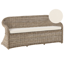 Garden Bench with Cushion SUSUA 189 cm Rattan Natural