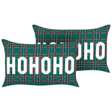 Set of 2 Decorative Cushions JOYCANDY 30 x 50 cm Green Christmas Motif